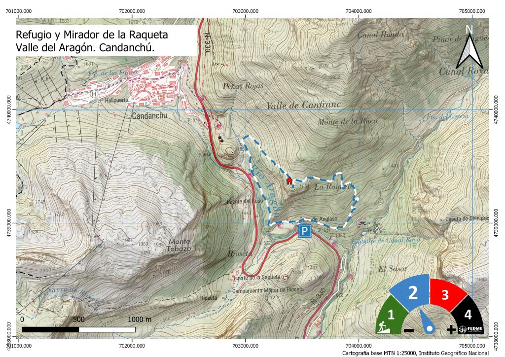 Refugio y Mirador de la Raqueta mapa